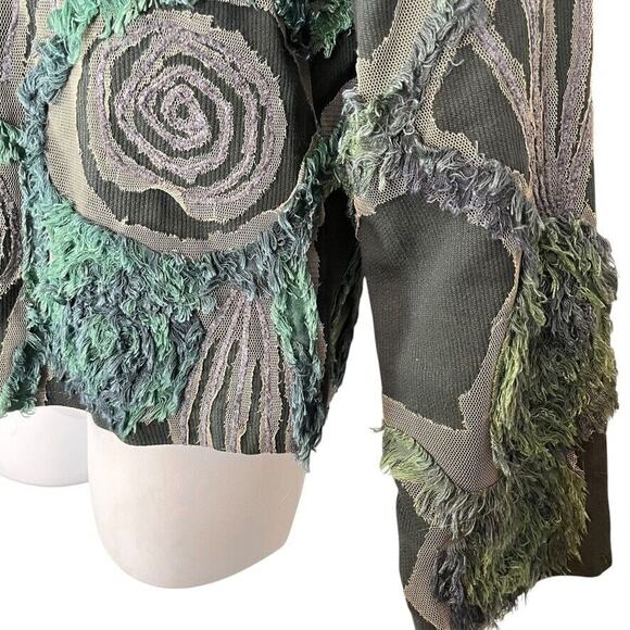 Sandy Starkman Mesh Fringe Textured Jacket Womens Blazer Artsy Whimsigoth M - Picture 8 of 16